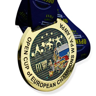 Metall 3D guldpläterad sporttävlingsmedalj